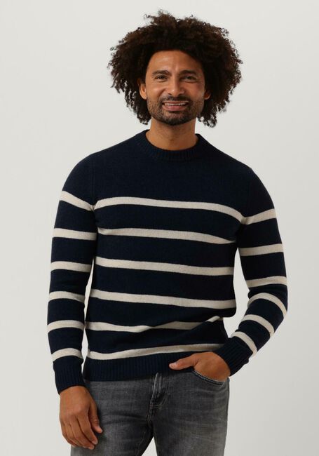 Donkerblauwe ANERKJENDT Trui AKRICO STRIPE LAMBSWOOL - large