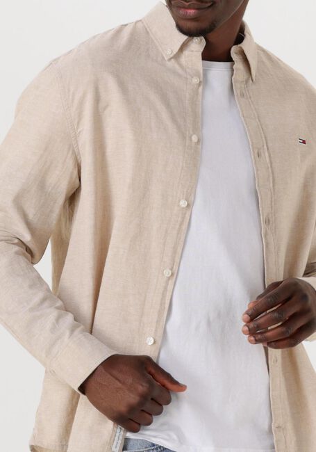 Beige TOMMY JEANS Casual overhemd TJM REG LINEN BLEND LS SHIRT EXT - large
