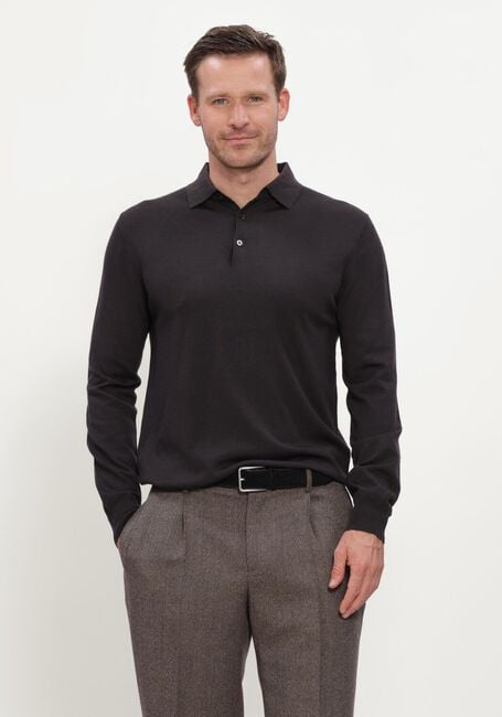 Bruine STEFANO LAURAN Trui POLO BUTTON MERINO - large