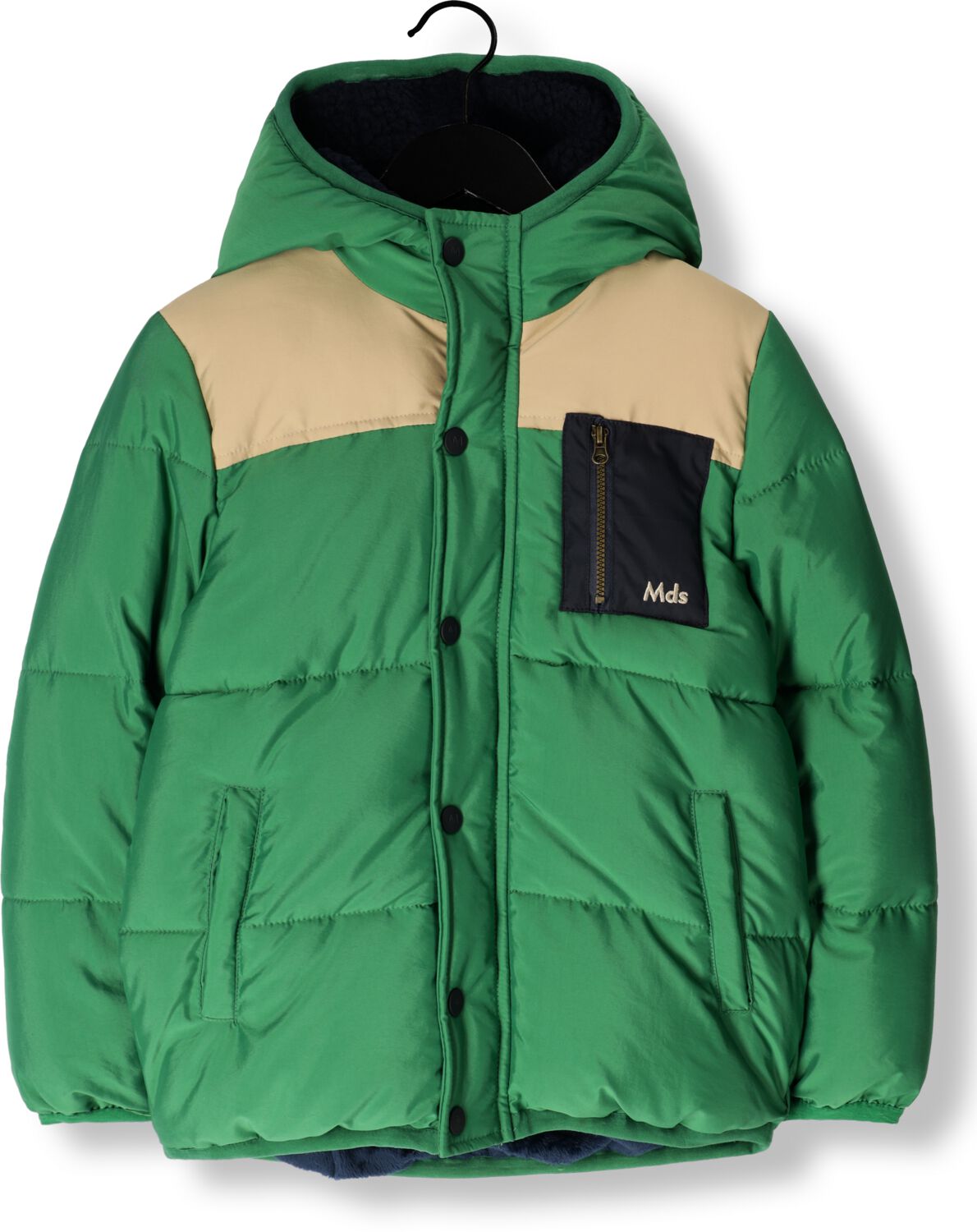 Moodstreet gewatteerde winterjas Joey frisgroen beige donkerblauw