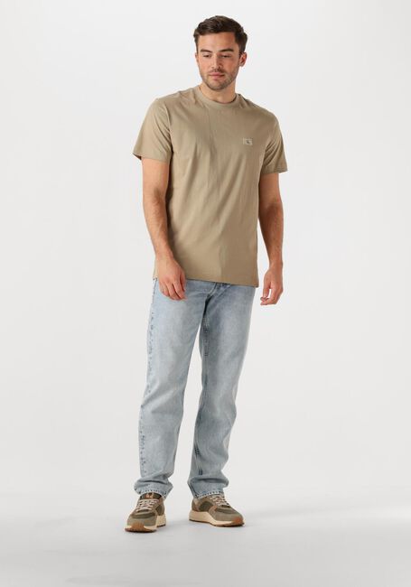 Beige CALVIN KLEIN T-shirt WOVEN LABEL REGULAR TEE - large