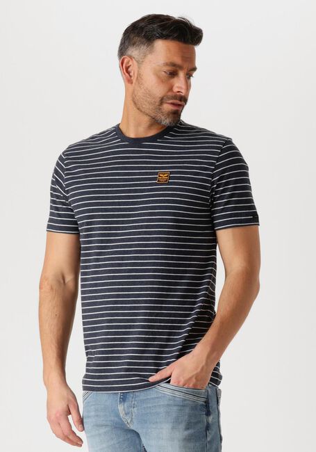 Blauwe PME LEGEND T-shirt SHORT SLEEVE R-NECK YD MELANGE STRIPED JERSEY - large