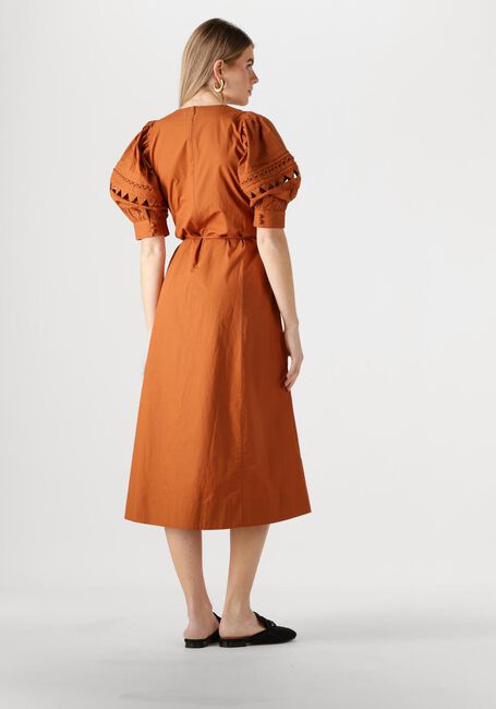 Bruine SCARLETT POPPIES Midi jurk FLEURETTA MIDI DRESS - large