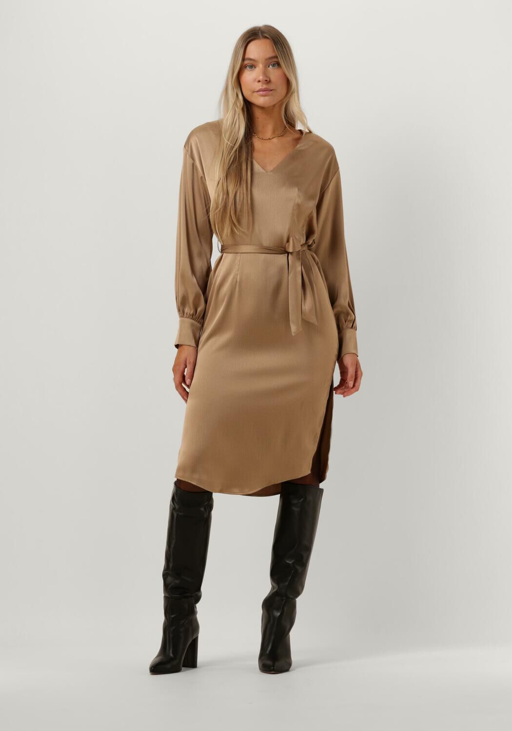 Bronzen SIMPLE Midi jurk WV RC POLY 23 1 Omoda