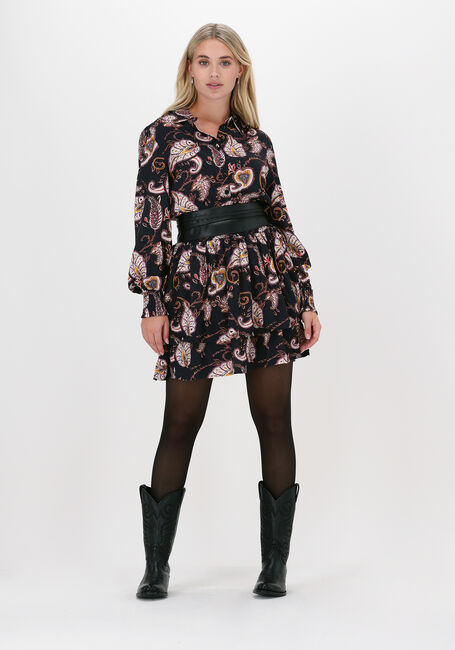 Zwarte COLOURFUL REBEL Mini jurk HARLEY PAISLEY MINI SMOCKED SH - large