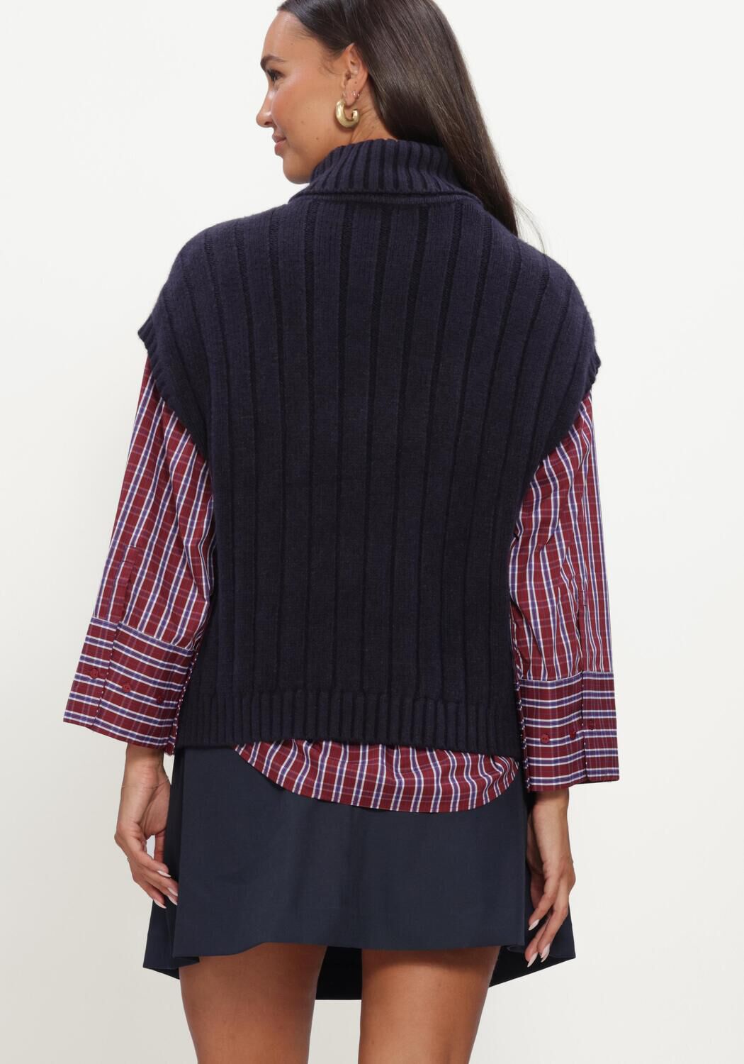 Donkerblauwe CO'COUTURE Spencer ROWCC OVERSIZE CABLE KNIT VEST - large