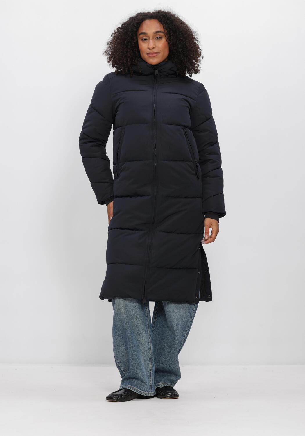 Donkerblauwe WITHBLACK Gewatteerde jas WBLGLORIAN LONG PUFFER COAT - large