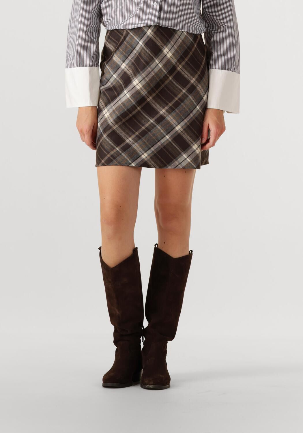 NEO NOIR Dames Rokken Lunna Check Skirt Bruin