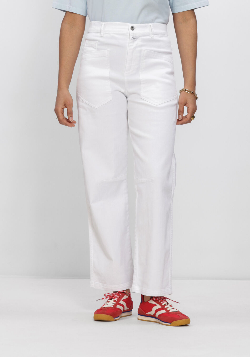 Witte PENN & INK Wijde broek TROUSERS - large