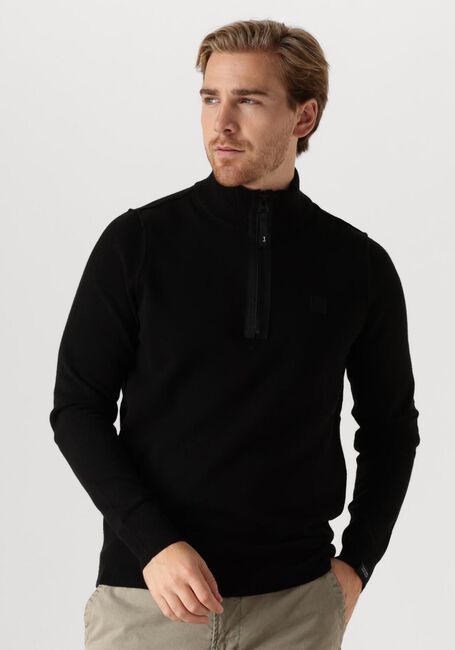 Zwarte BUTCHER OF BLUE Trui CLIFDEN HALFZIP - large
