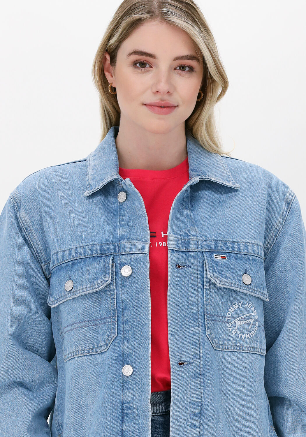 lichtblauwe tommy jeans spijkerjas overszd utl jckt bf8013
