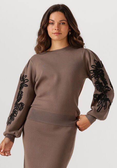Bruine OBJECT Trui OBJJOANA L/S KNIT PULLOVER - large