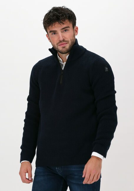 Donkerblauwe VANGUARD Trui HALF ZIP COLLAR COTTON ARCRYLI - large