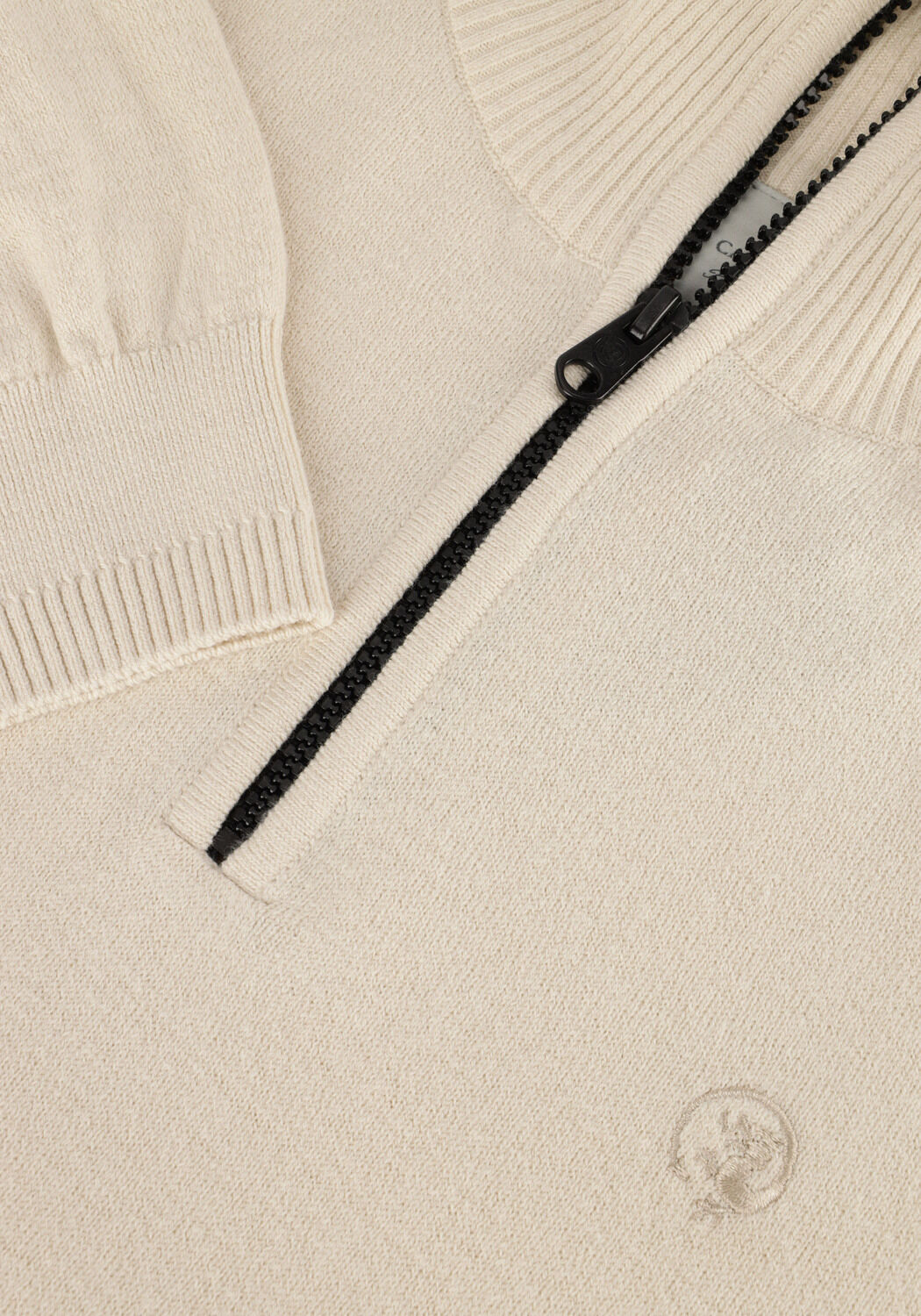 Beige CAST IRON Trui HALF ZIP COLLAR COTTON STRETCH - large