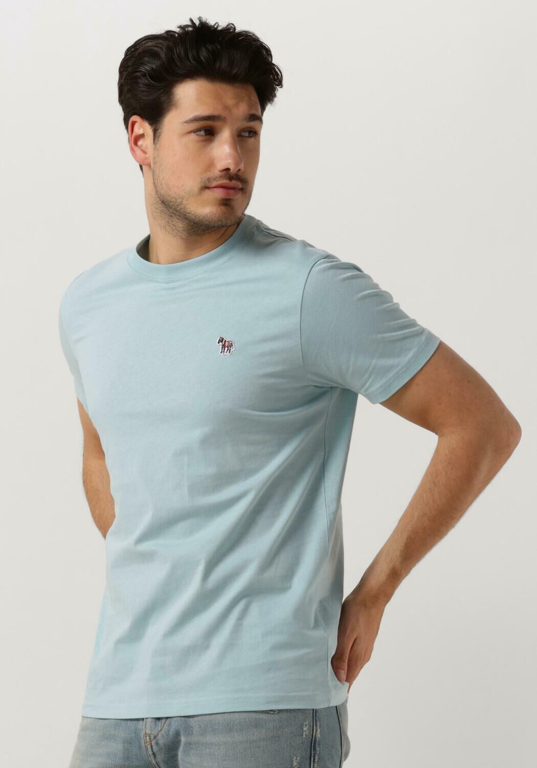 PS PAUL SMITH Heren Polo's & T-shirts Mens Slim Fit Ss Tshirt Zebra Badge Lichtblauw