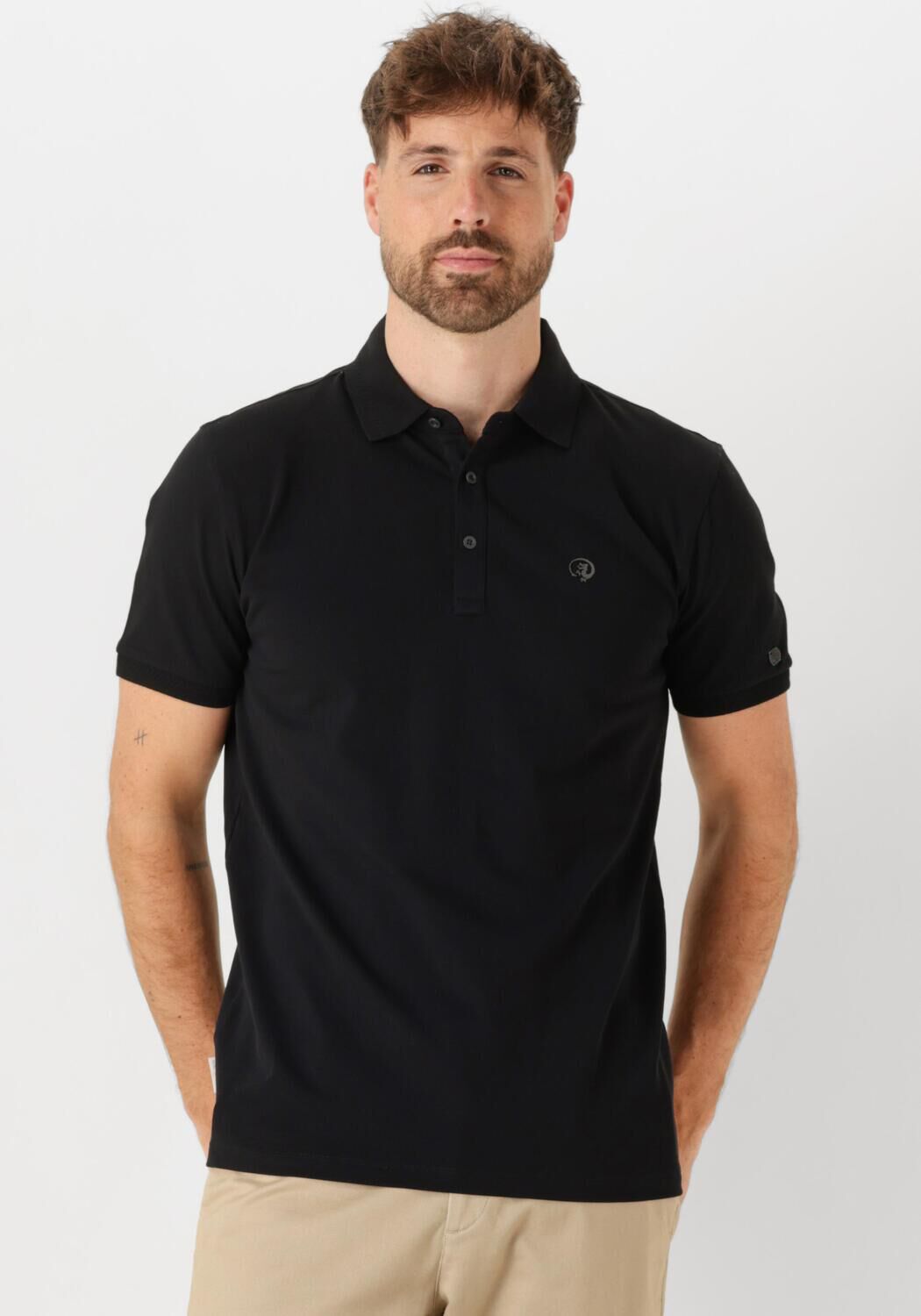 CAST IRON Heren Polo's & T-shirts Short Sleeve Polo Fine Pique Essential Zwart