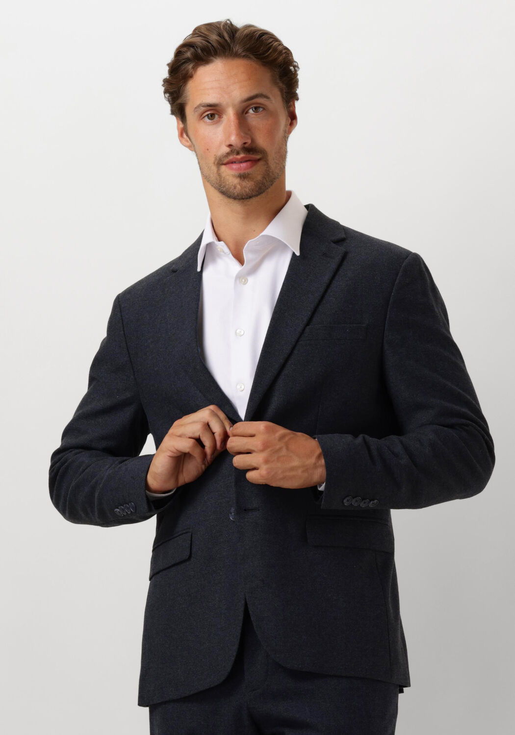 SELECTED HOMME Heren Colberts Slhslim-reed Wool Blz Donkerblauw