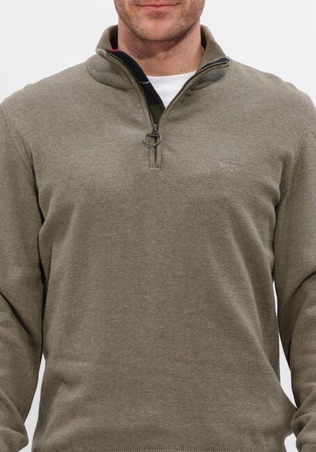 Groene BARBOUR Trui COTTON HALF ZIP KNITTED JUMPER - large