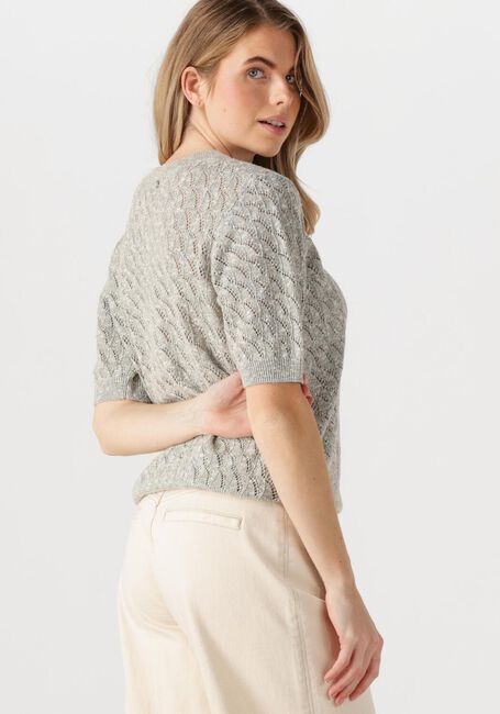 Lichtgrijze MOS MOSH T-shirt MMKARIN MARISOL SS LINEN KNIT - large