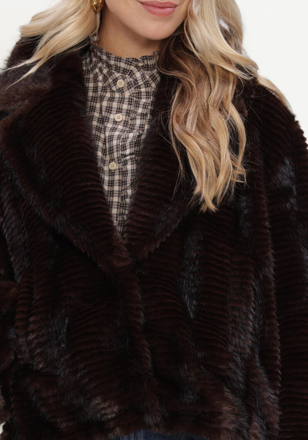 Bruine FREEBIRD Faux fur jas ORIANA - large