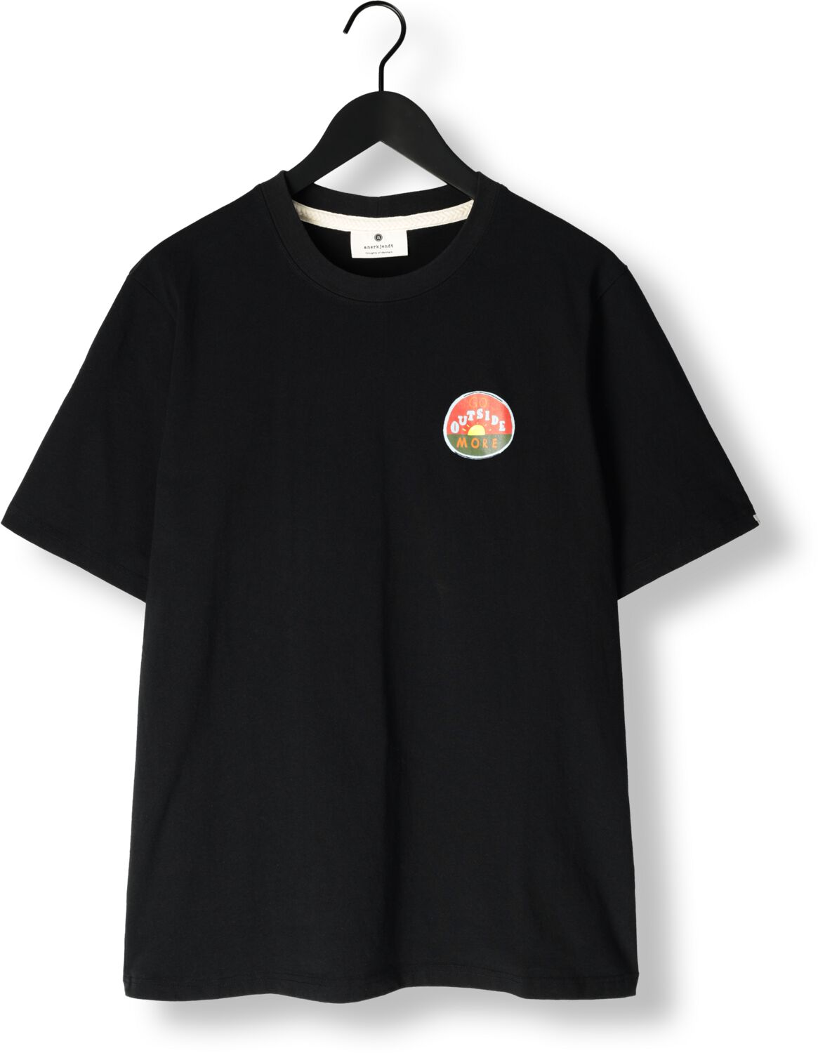 ANERKJENDT Heren Polo's & T-shirts Akkikki Go Outside More Ss Tee Zwart