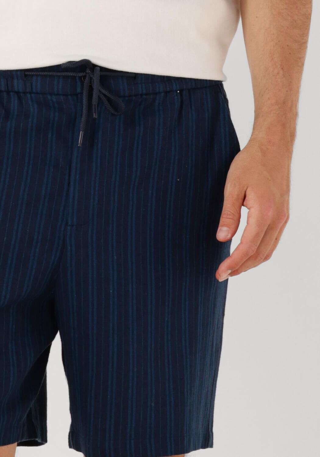 SHIWI Heren Broeken Men Lewis Linen Shorts Yam Dye Stripes Donkerblauw