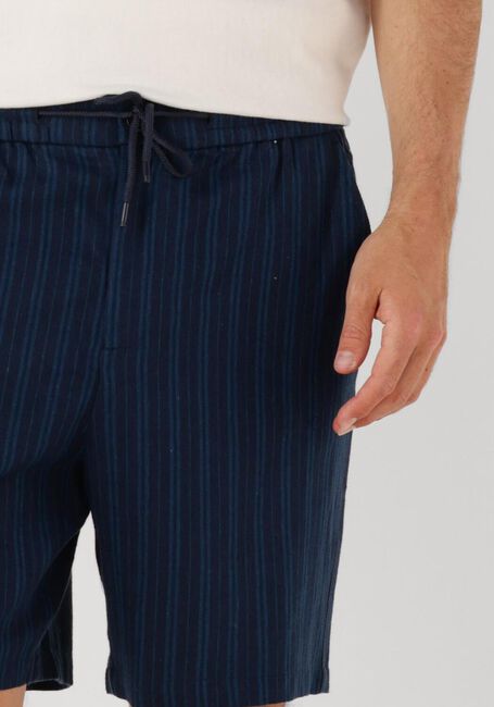 Donkerblauwe SHIWI Korte broek MEN LEWIS LINEN SHORTS YAM DYE STRIPES - large