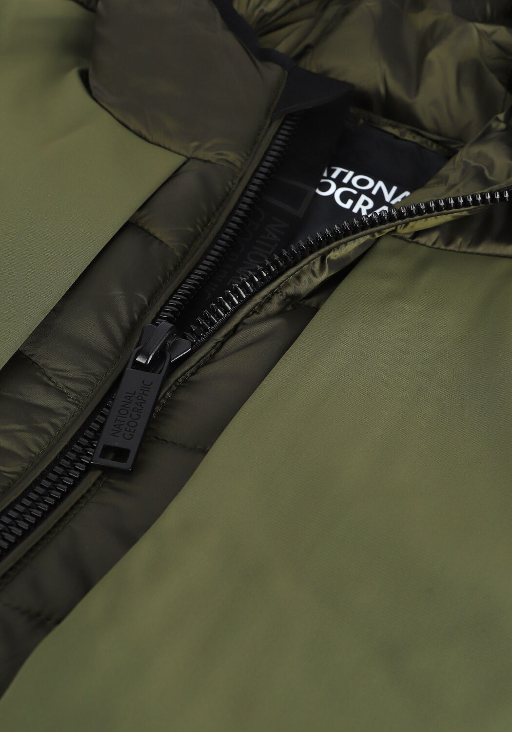 Donkergroene NATIONAL GEOGRAPHIC Gewatteerde jas HOODED JACKET - large