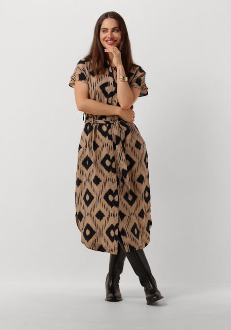 Bruine OBJECT Midi jurk OBJBERRY S/S LONG DRESS - large