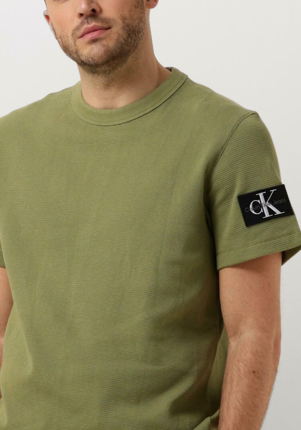 CALVIN KLEIN Heren Polo's & T-shirts Badge Waffle Tee Groen