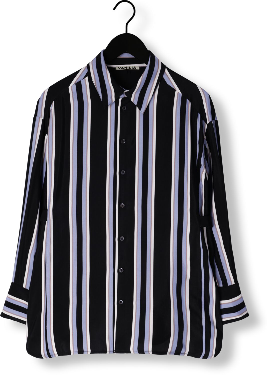 VANILIA Dames Blouses Blouse Striped Fit Adjustable Zwart