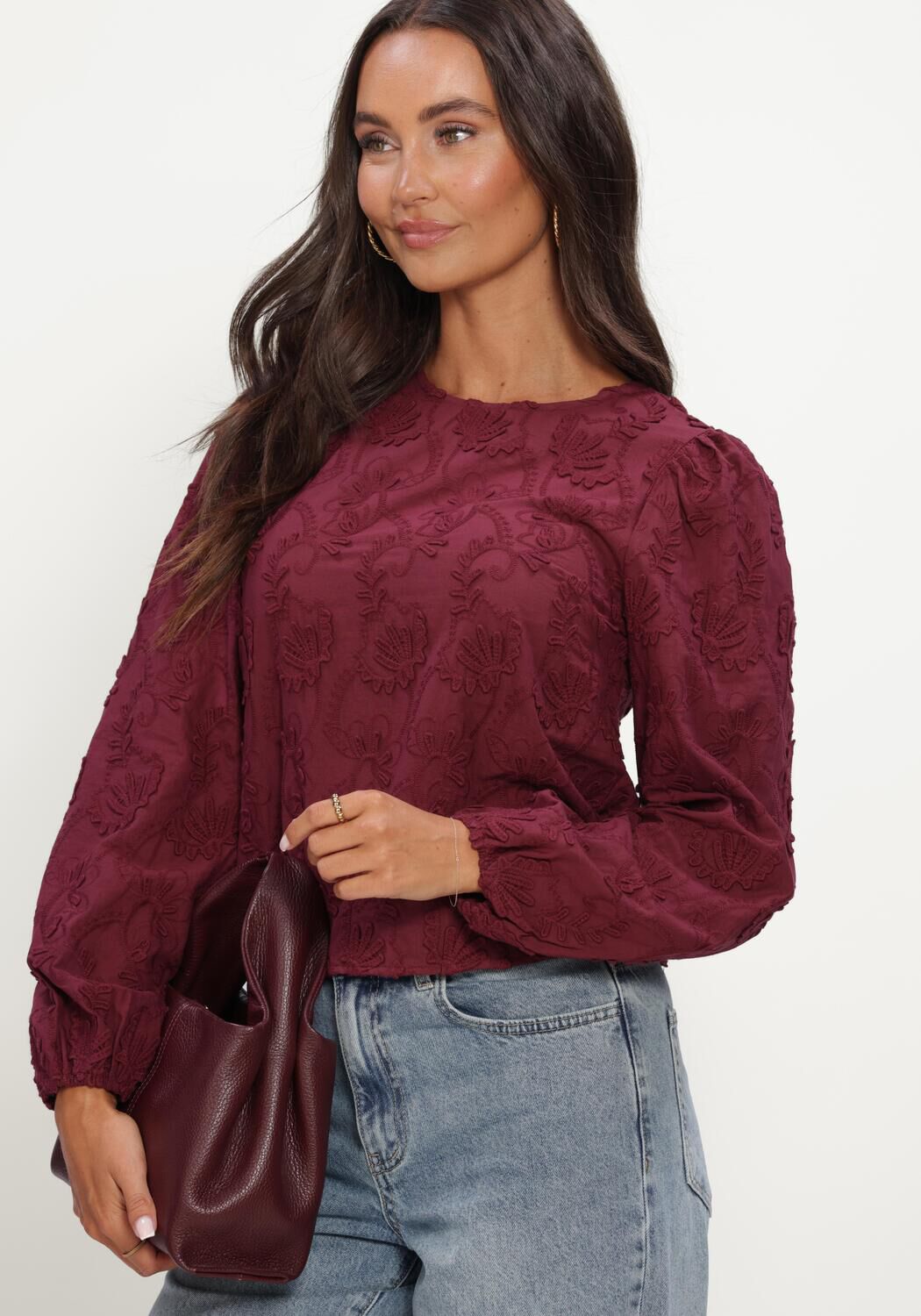 Bordeaux OBJECT Blouses OBJMYA RE L/S TOP NOOS - large