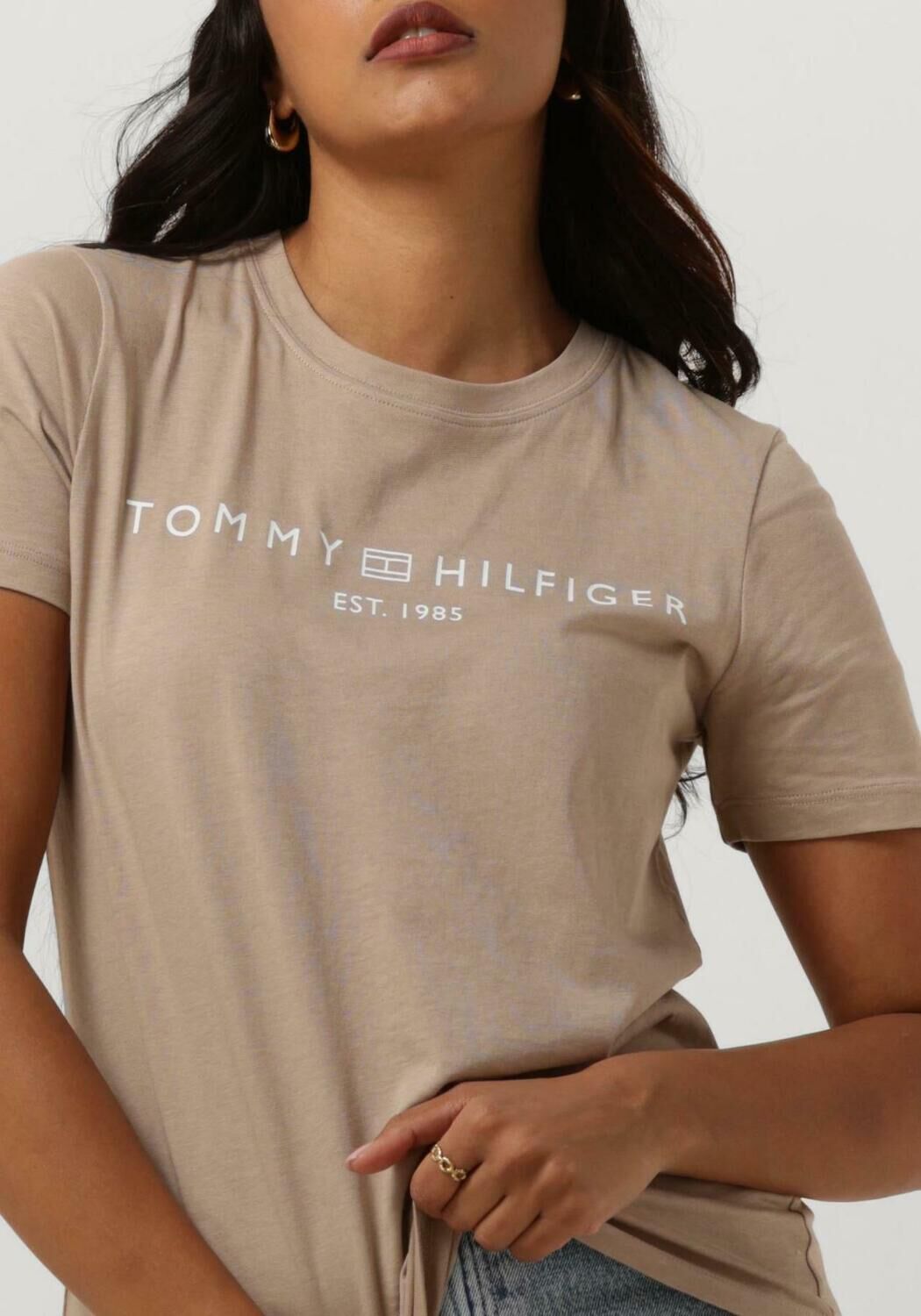 TOMMY HILFIGER Dames Tops & T-shirts Reg Corp Logo C-nk Ss Beige