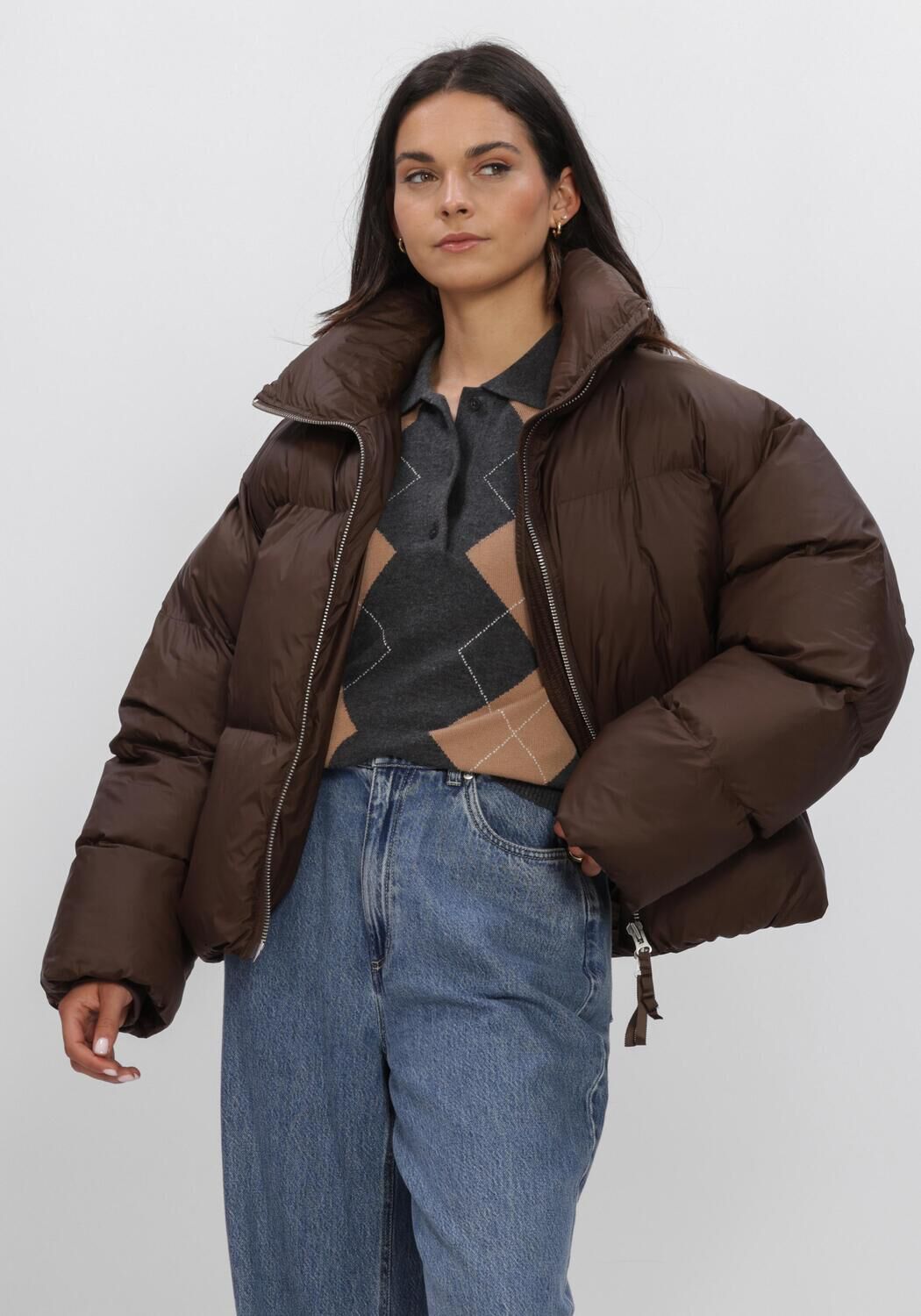 Bruine SECOND FEMALE Jassen RIYA PUFFER JACKET - large