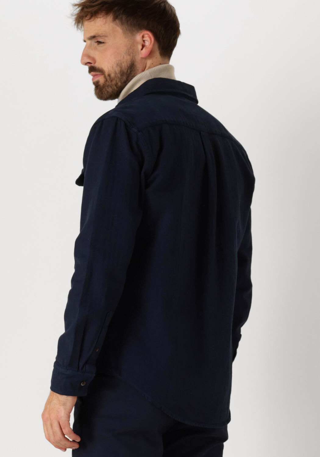 ANERKJENDT Heren Overhemden Akkonrad Herringbone Shirt Blauw