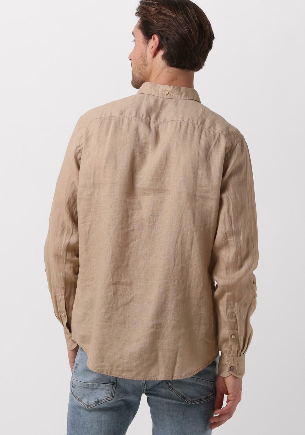 SCOTCH & SODA Heren Overhemden Linen Shirt With Roll-up Khaki