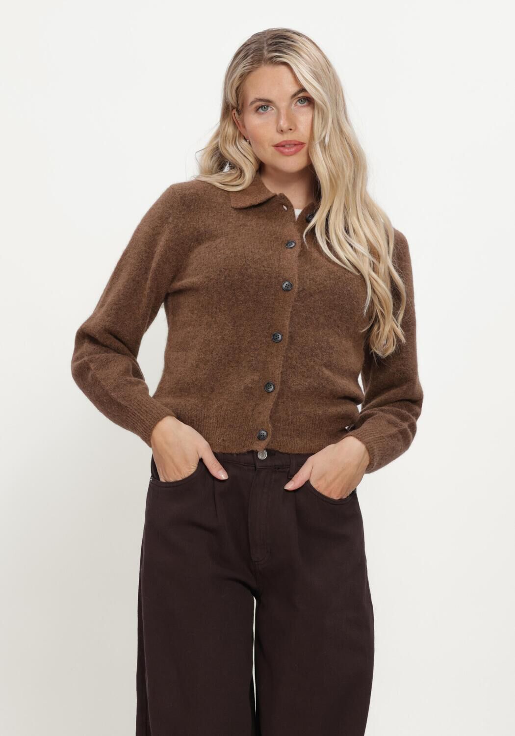 KNIT-TED Dames Truien & Vesten Danny Cardigan Bruin