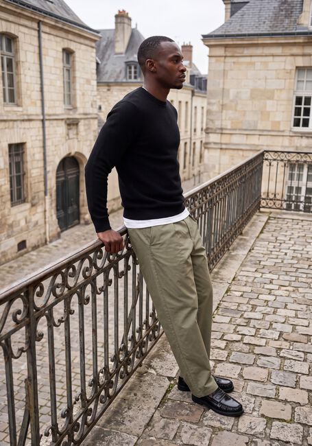 Zwarte SELECTED MEN Trui SLHROSS LS KNIT STRUCTURE CREW NECK NOOS - large