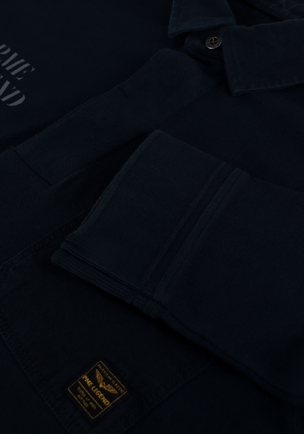 Donkerblauwe PME LEGEND Casual overhemd LONG SLEEVE POLO RUGGED PIQUE GARMENT DYE - large