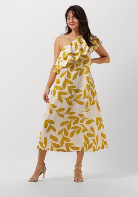 Gouden SECOND FEMALE Midi jurk UIVO ONE-SHOULDER DRESS - large