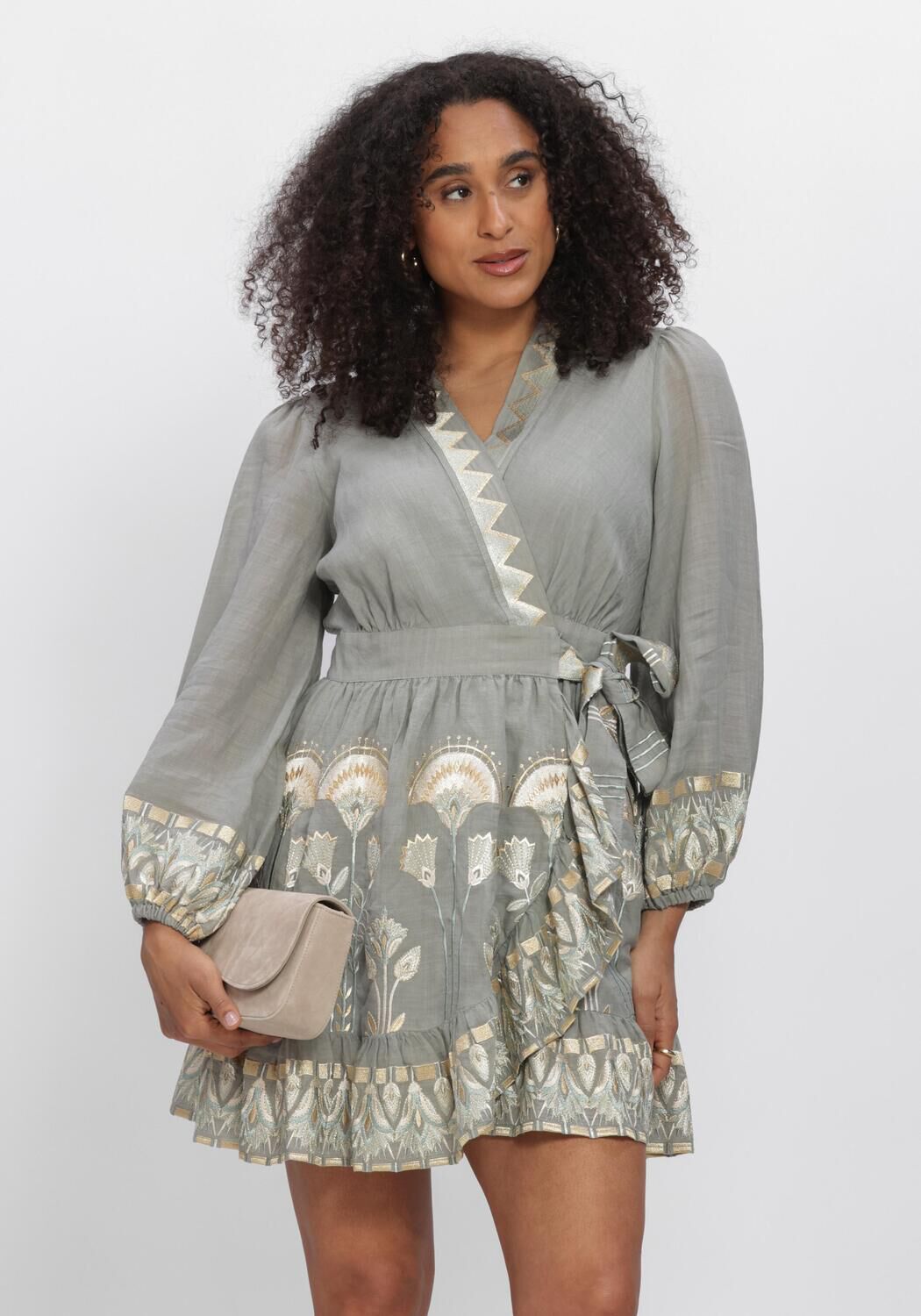 Grijze GREEK ARCHAIC KORI Mini jurk S6K-4073174 - large