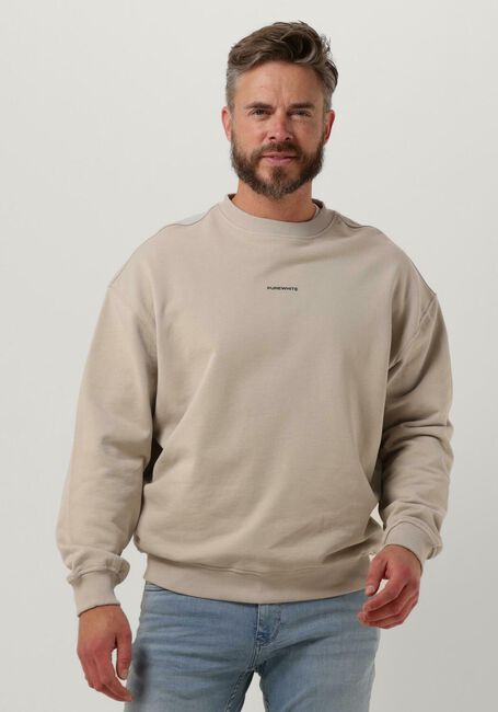 Zand PUREWHITE Trui CREWNECK WITH SMALL LOGO ON CHEST AND BIG BACK PRINT - large