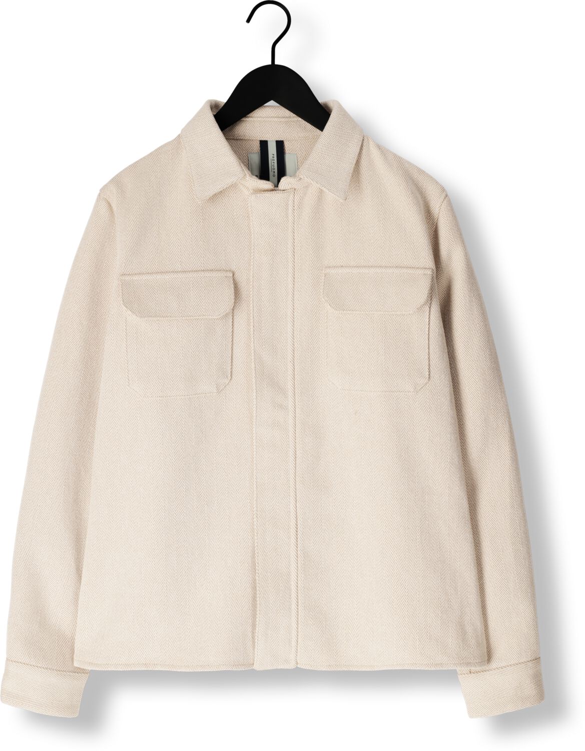 PROFUOMO Heren Overshirts Overshirt Zip Herringbone Ecru