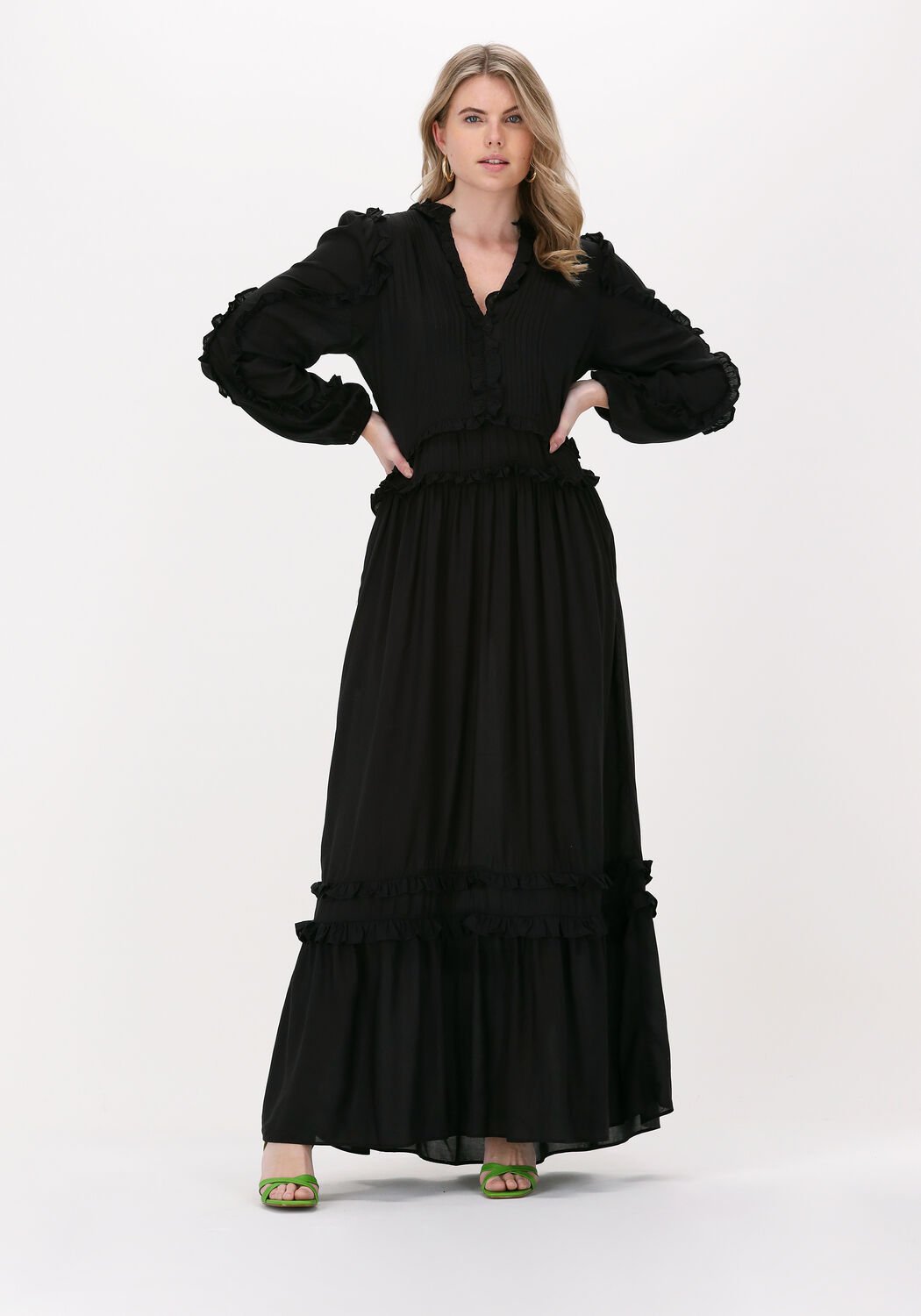 zwarte est seven maxi jurk est volt dress long