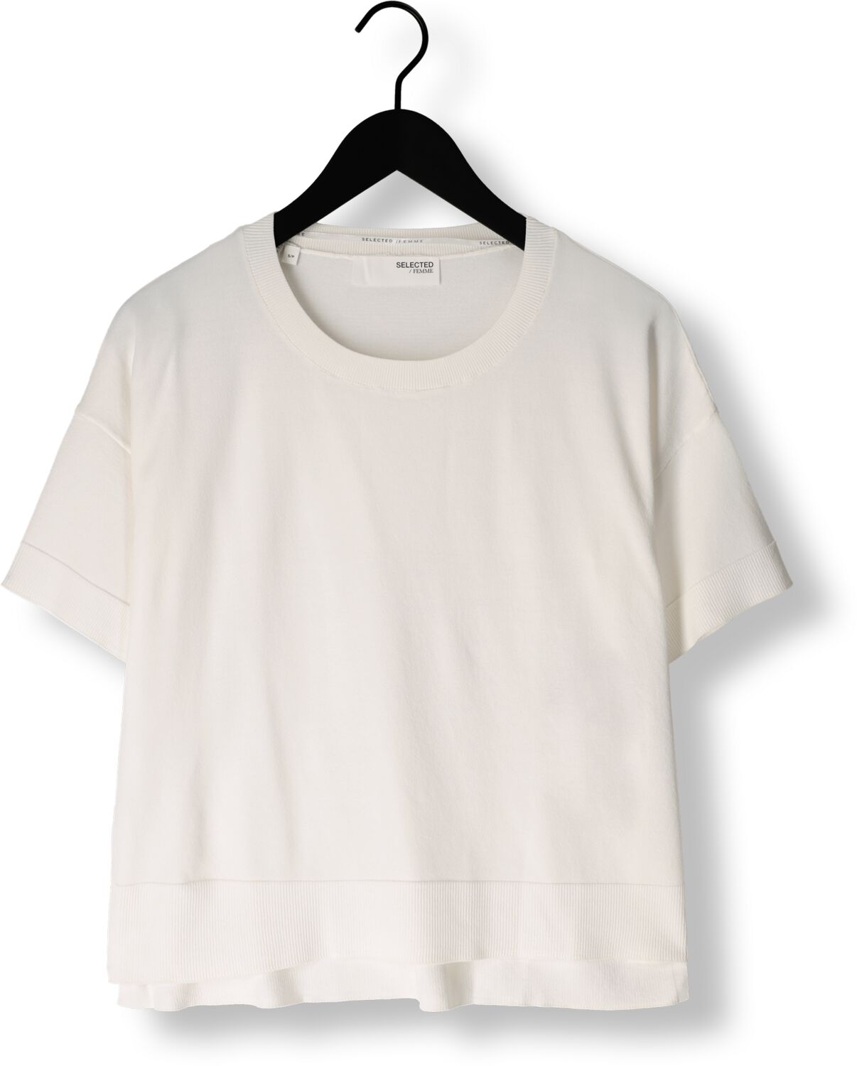 SELECTED FEMME Dames Tops & T-shirts Slfwille Ss Knit O-neck Wit
