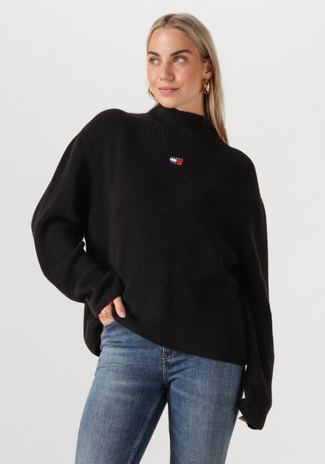 Zwarte TOMMY JEANS Sweater TJW MOCKNECK BADGE SWEATER - large