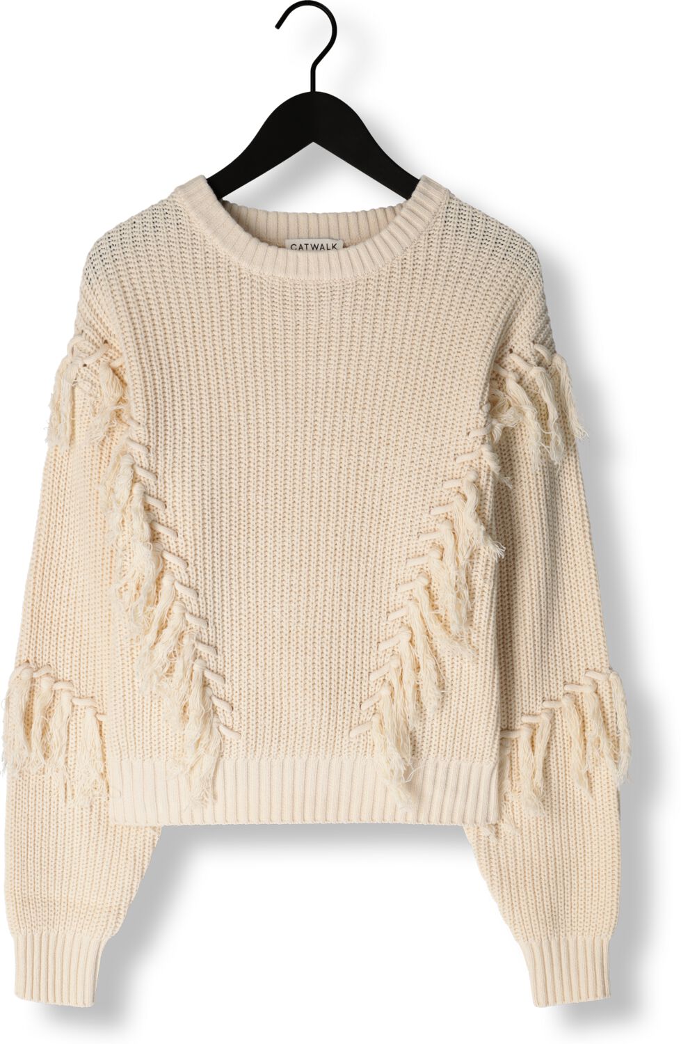 CATWALK JUNKIE Dames Truien & Vesten Relaxed Fringed Knit Ecru