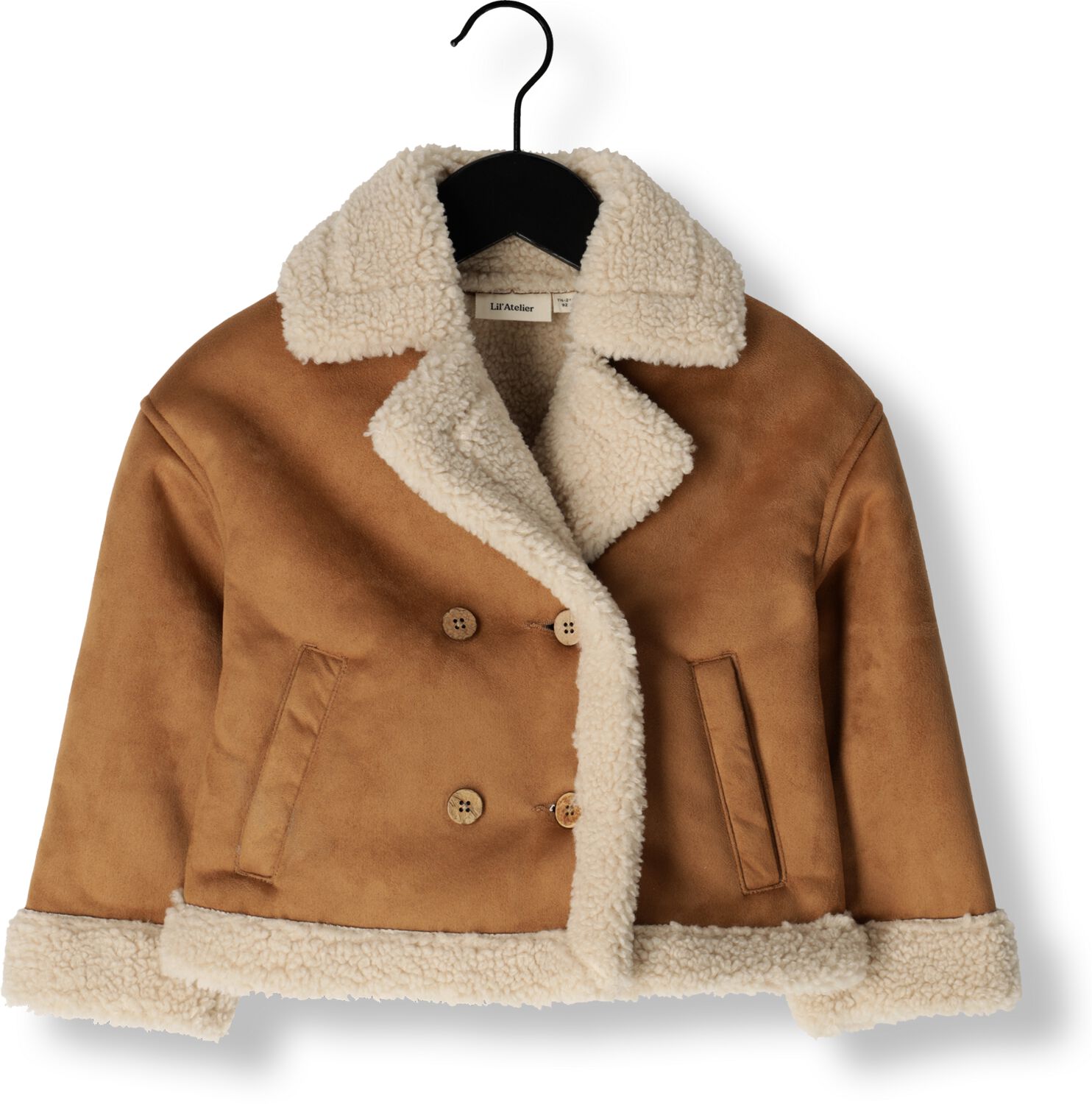 LIL' ATELIER MINI jas NMNNOLO bruin beige Jongens Imitatiesuède Reverskraag 122 128