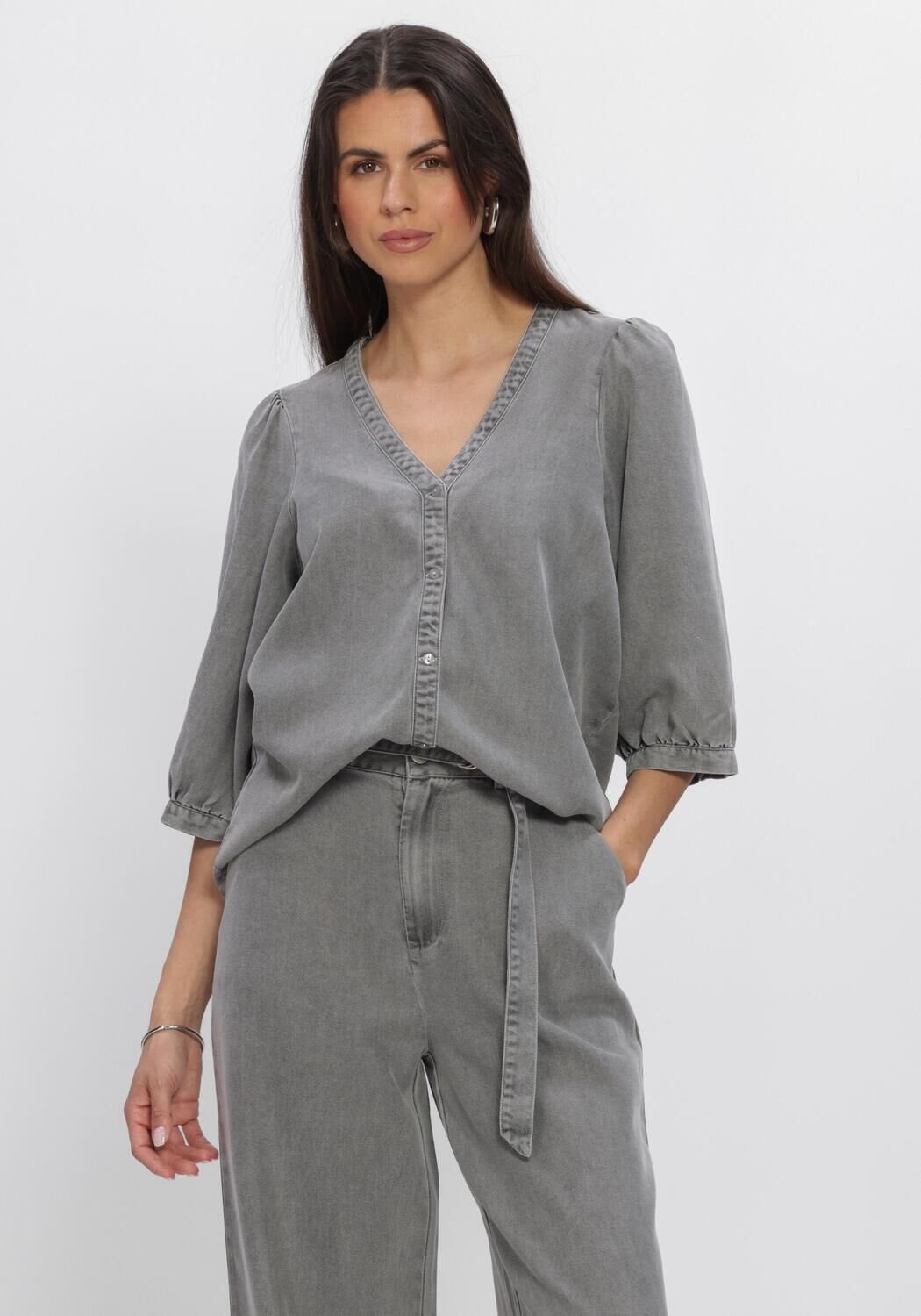 Grijze FREEBIRD Blouses DNM-TENCELL-BLACK-26-1 - large