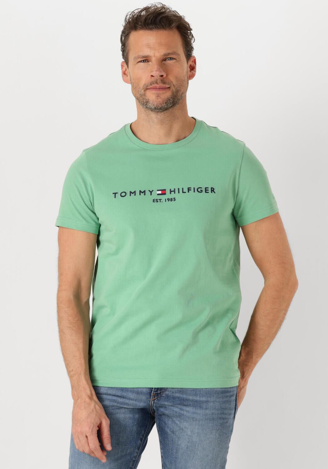 TOMMY HILFIGER Heren Polo's & T-shirts Tommy Logo Tee Groen